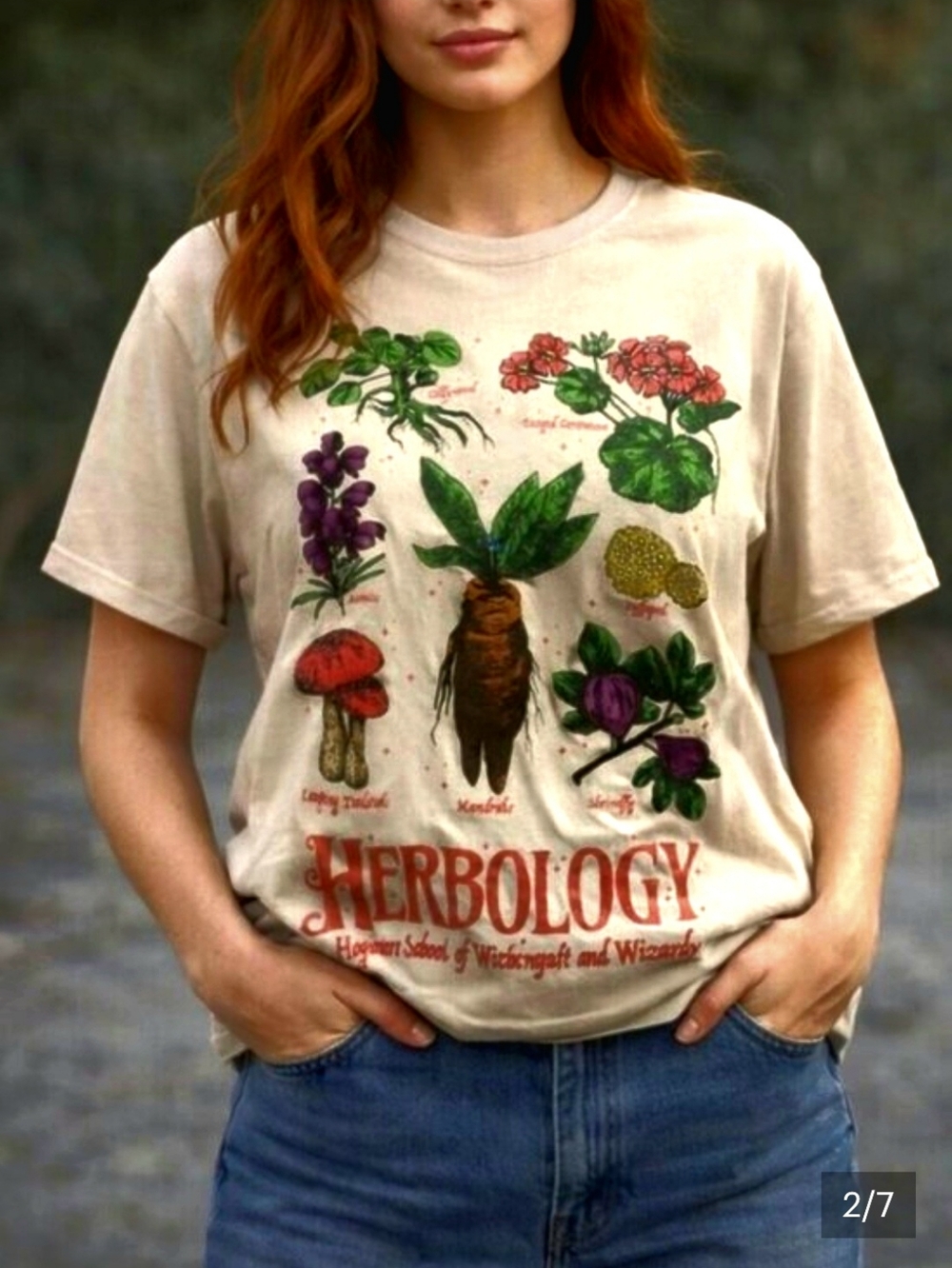 Harry Potter Herbology Tee Hogwarts Botanical Graphic Shirt XL NWT Unisex